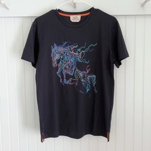 New Authentic Hermes Horse Graphic Print T-Shirt
